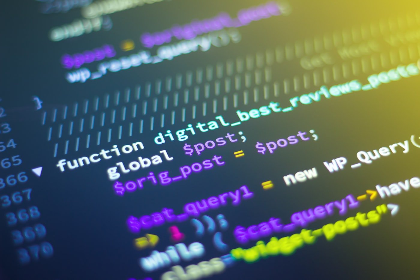 Source code on a screen